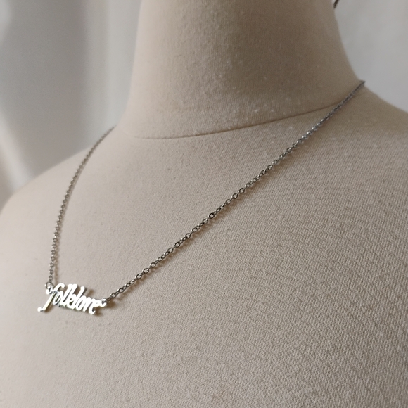 Taylor Swift "Folklore" Silver Tone Metal Chain Necklace with Adjustable Length - Picture 2 of 10